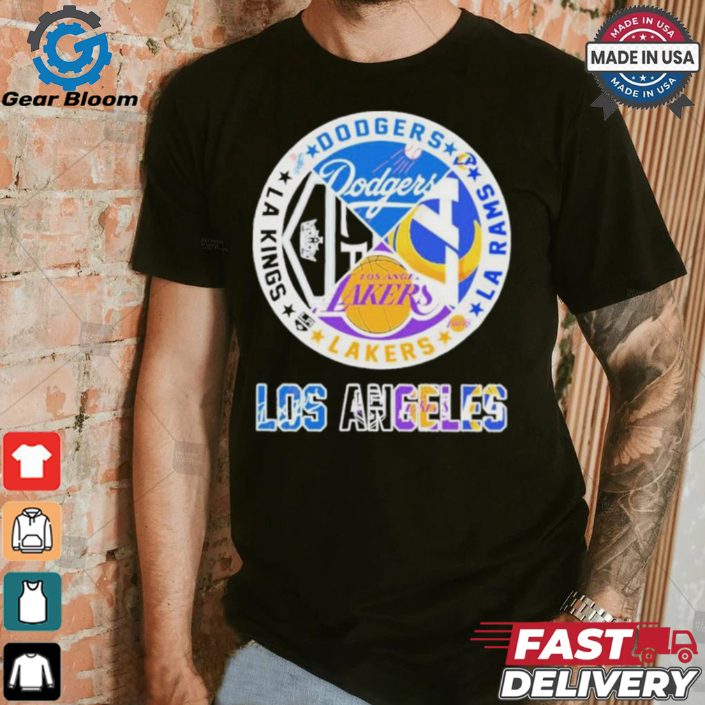 Official Los Angeles Dodgers, Rams, Lakers and Los Angeles Kings Los Angeles City Sports Logo Shirt Official Los Angeles Dodgers, Rams, Lakers and Los Angeles Kings Los Angeles City Sports Logo Shirt