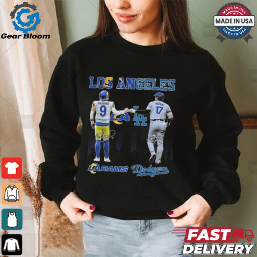 Official Los Angeles Rams Los Angeles Dodgers The Rivals In The City 2024 Signatures Shirt