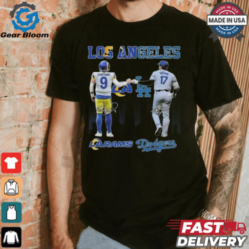 Official Los Angeles Rams Los Angeles Dodgers The Rivals In The City 2024 Signatures Shirt