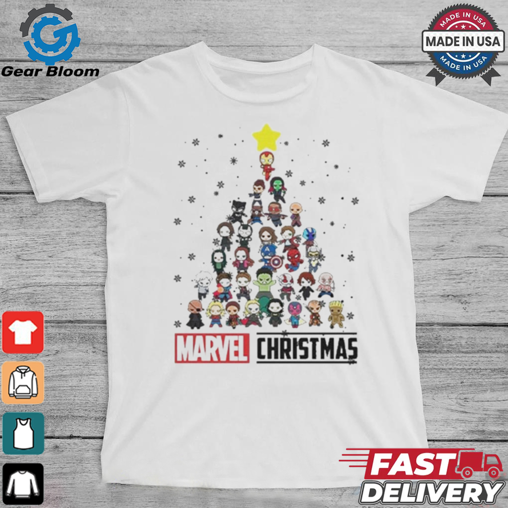 Official Marvel Studios Avengers Characters Chibi Tree Christmas Shirt Official Marvel Studios Avengers Characters Chibi Tree Christmas Shirt