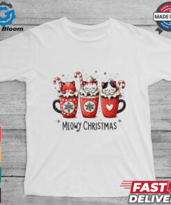 Official Meowy Christmas cute cats and coffee merry xmas 2024 T shirt
