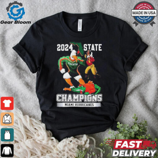 Official Miami Hurricanes 2024 2 Sided Canes State Champions T Shirt