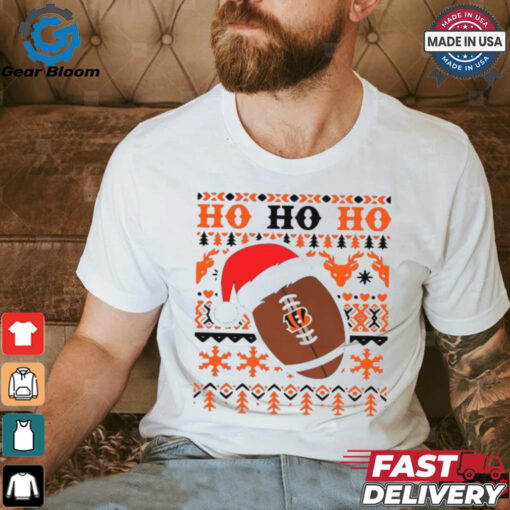 Official NFL Cincinnati Bengals Football Santa Claus Ho Ho Ho Christmas 2024 Shirt