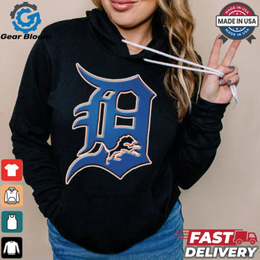 Official NFL x MLB Detroit Lions X Detroit Tigers Logo Mash Shirt