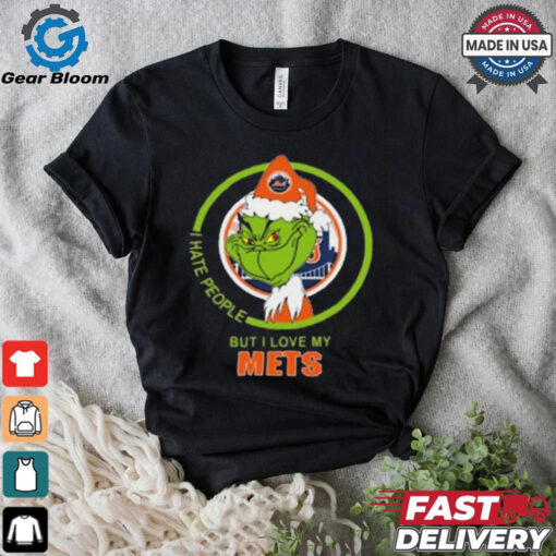 Official New York Mets MLB Christmas Grinch I Hate People But I Love My Favorite 2024 Shirt