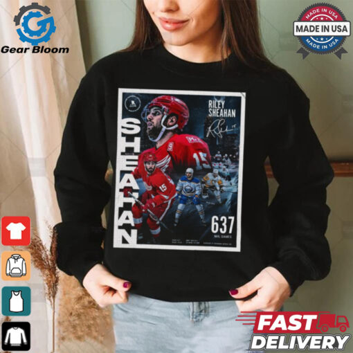 Official Poster Riley Sheahan Red Wings NHL 2024 637 Regular Season Games Signature t shirt