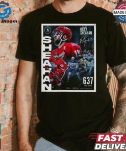 Official Poster Riley Sheahan Red Wings NHL 2024 637 Regular Season Games Signature t shirt