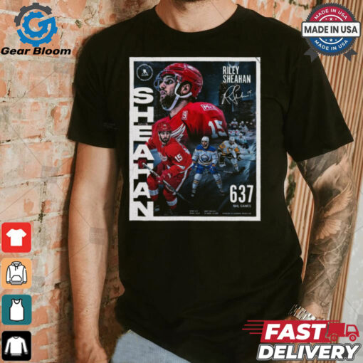 Official Poster Riley Sheahan Red Wings NHL 2024 637 Regular Season Games Signature t shirt