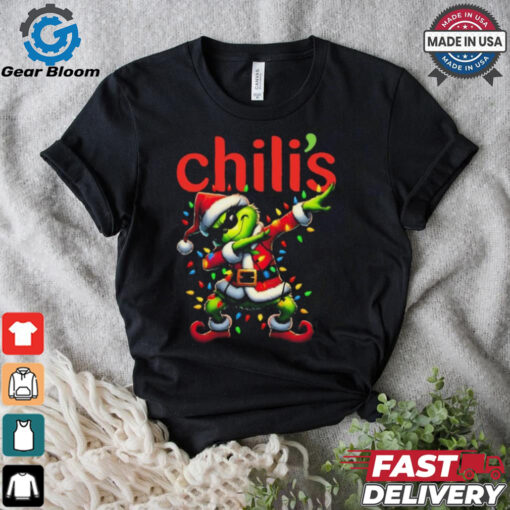 Official Santa Grinch Dabbing Chili’s Merry Christmas Light Shirt