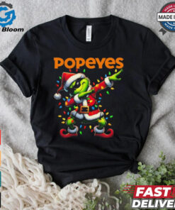 Official Santa Grinch Dabbing Popeyes Merry Christmas Light Shirt
