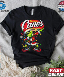 Official Santa Grinch Dabbing Raising Cane’s Chicken Fingers Merry Christmas Light Shirt