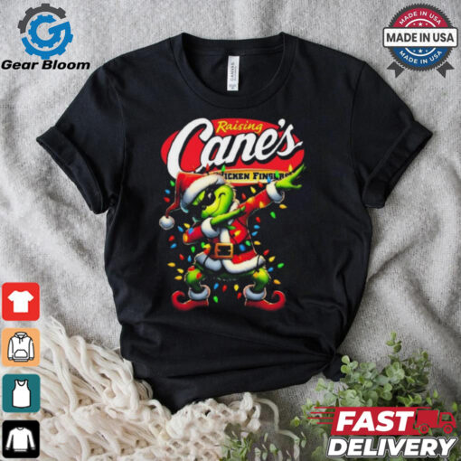 Official Santa Grinch Dabbing Raising Cane’s Chicken Fingers Merry Christmas Light Shirt