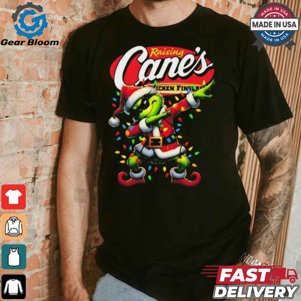 Official Santa Grinch Dabbing Raising Cane’s Chicken Fingers Merry Christmas Light Shirt Official Santa Grinch Dabbing Raising Cane’s Chicken Fingers Merry Christmas Light Shirt