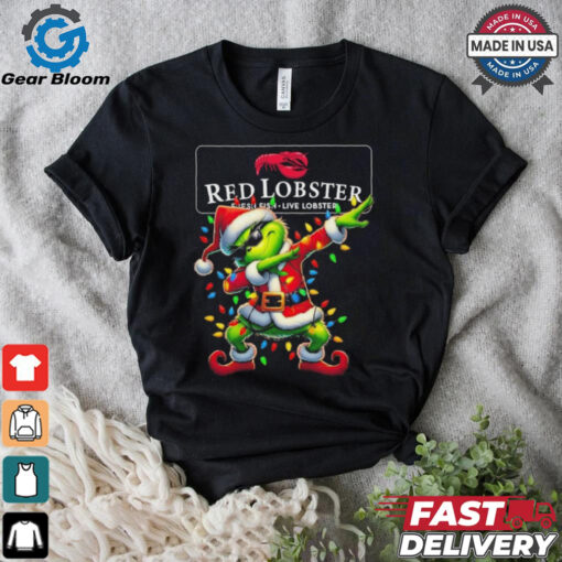 Official Santa Grinch Dabbing Red Lobster Merry Christmas Light Shirt