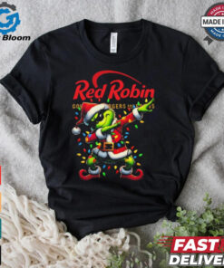 Official Santa Grinch Dabbing Red Robin Merry Christmas Light Shirt