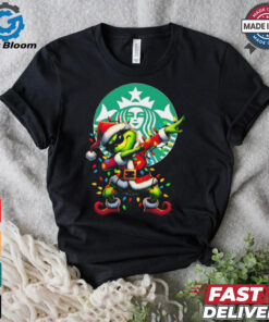 Official Santa Grinch Dabbing Starbucks Merry Christmas Light Shirt
