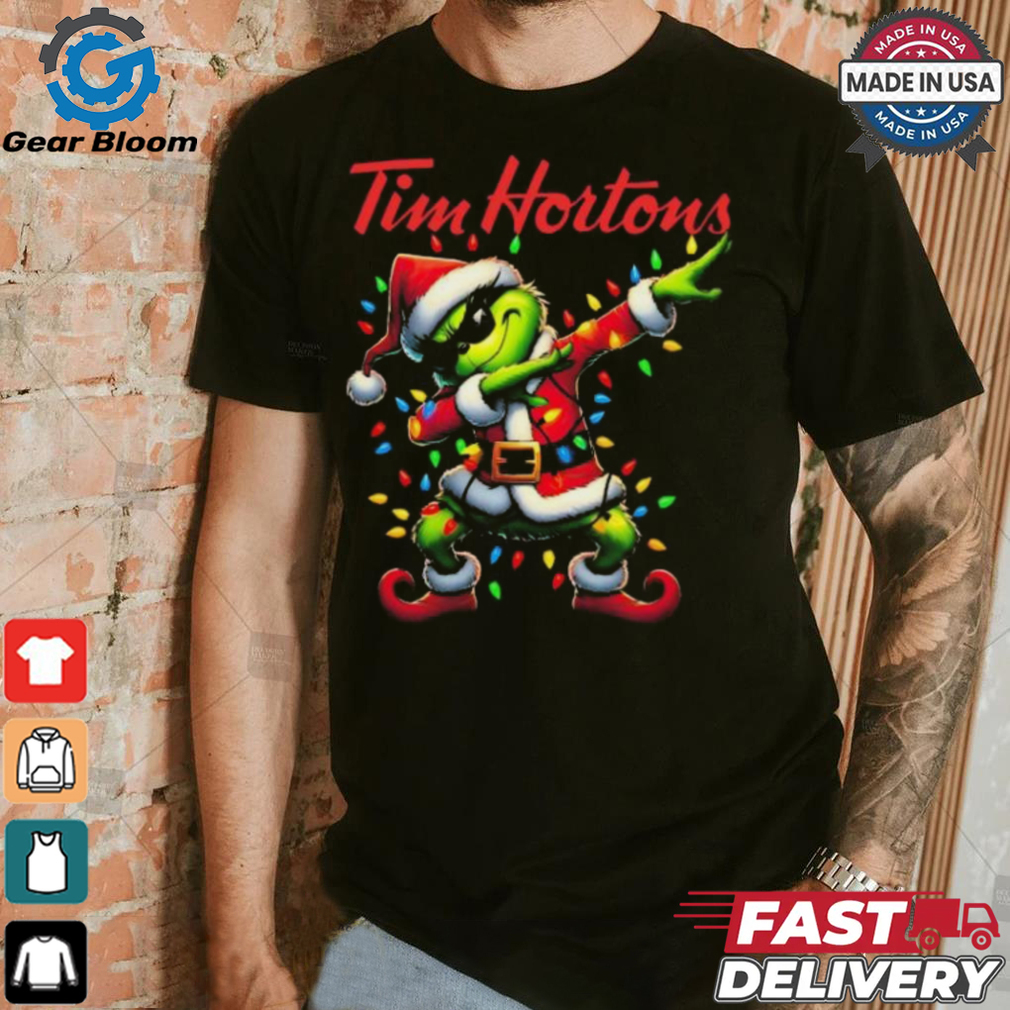 Official Santa Grinch Dabbing Tim Hortons Merry Christmas Light Shirt Official Santa Grinch Dabbing Tim Hortons Merry Christmas Light Shirt