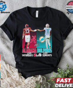 Official Tagovailoa Alabama Crimson Tide On Saturdays and Tagovailoa Miami Dolphins On Sundays 2024 Signature Shirt