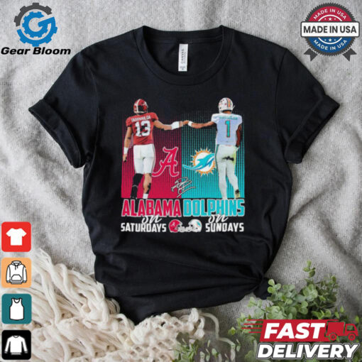 Official Tagovailoa Alabama Crimson Tide On Saturdays and Tagovailoa Miami Dolphins On Sundays 2024 Signature Shirt