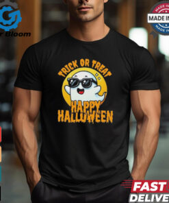 Official Trick Or Treat Halloween Spooky Ghost & Moon Shirt
