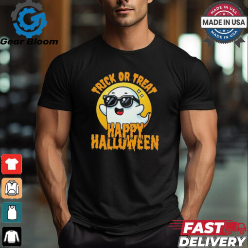 Official Trick Or Treat Halloween Spooky Ghost & Moon Shirt