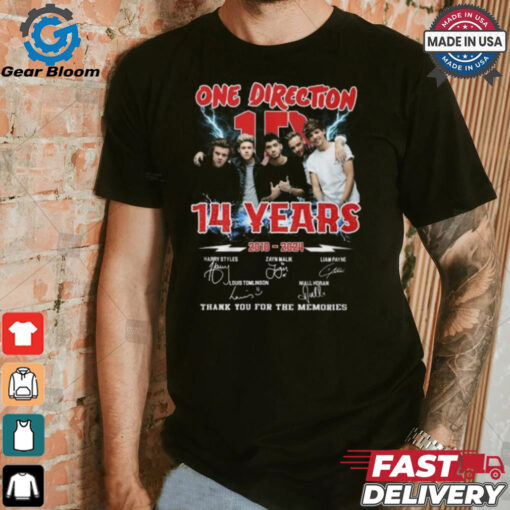 One Direction 14 Years 2010 2024 Thank You For The Memories T Shirt