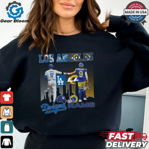 Original Los Angeles Dodgers And Rams Shohei Ohtani, Matthew Stafford Signatures 2024 T shirt