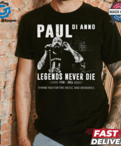 Paul Di’Anno Legends Never Die 1958 2024 Thank You For The Music And Memories T Shirt