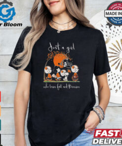 Peanuts Characters Just A Girl Who Loves Fall And Cleveland Browns 2024 Shirt