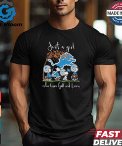 Peanuts Characters Just A Girl Who Loves Fall And Detroit Lions 2024 Shirt