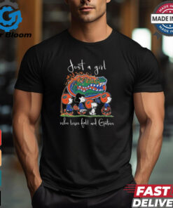 Peanuts Characters Just A Girl Who Loves fall And Florida Gators 2024 Shirt