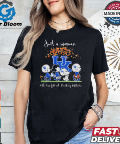 Peanuts Characters Just A Woman Who Loves Fall And Kentucky Wildcats Shirt