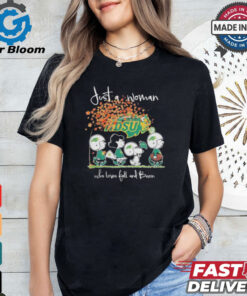 Peanuts Characters Just A Woman Who Loves Fall And North Dakota State Bison Shirt