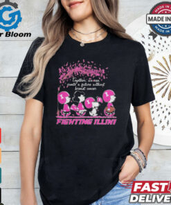 Peanuts Characters Together We Can Create A Future Without Breast Cancer Snoopy Illinois Fighting Illini Shirt