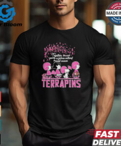 Peanuts Characters Together We Can Create A Future Without Breast Cancer Snoopy Maryland Terrapins Shirt