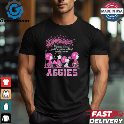 Peanuts Characters Together We Can Create A Future Without Breast Cancer Snoopy Texas A&M Aggies Shirt