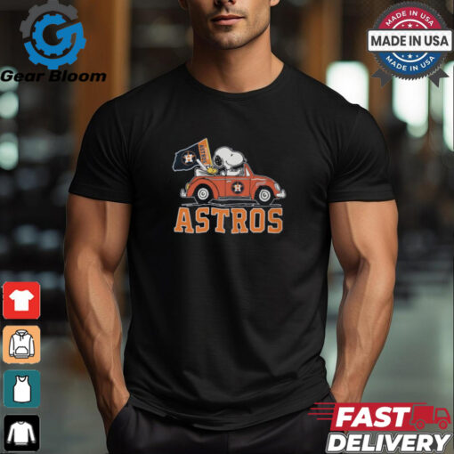Peanuts Snoopy And Astros Notre Dame Football Driving Car Shirt