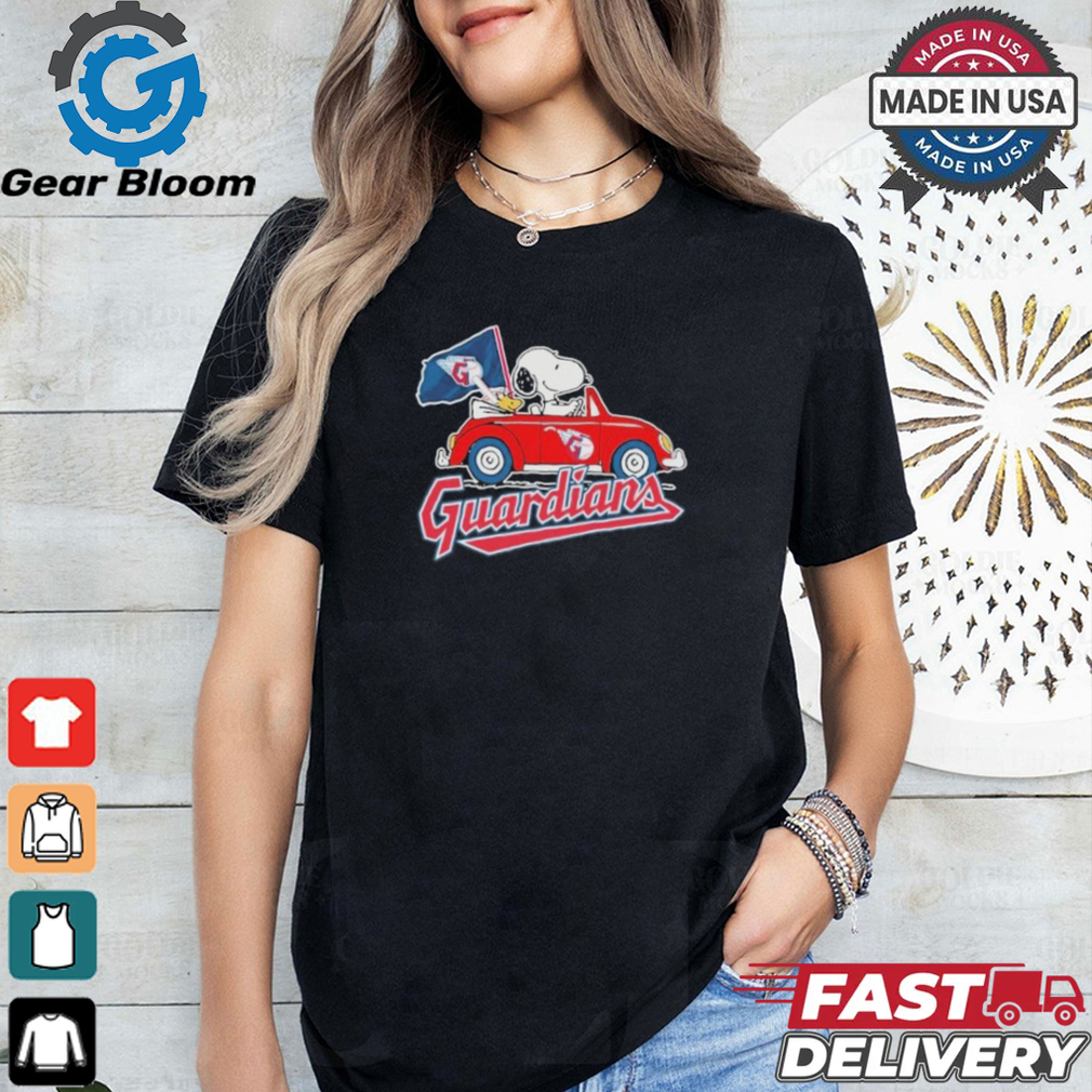 Peanuts Snoopy And Woodstock X Cleveland Guardians October Driving Car Shirt Peanuts Snoopy And Woodstock X Cleveland Guardians October Driving Car Shirt