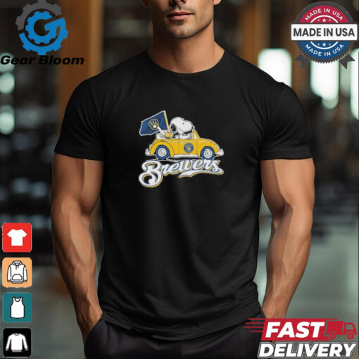 Peanuts Snoopy And Woodstock X Milwaukee Brewers October Driving Car Shirt