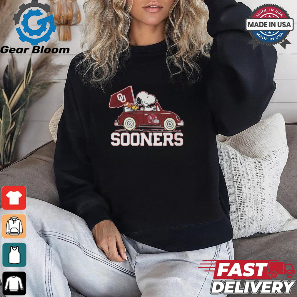 Peanuts Snoopy sooner Football Driving Car Shirt Peanuts Snoopy sooner Football Driving Car Shirt