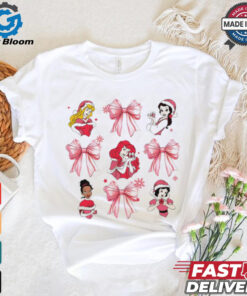 Pink Christmas Disney princess santa hat coquette bow shirt