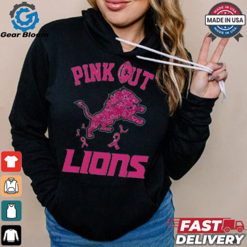 Pink out Breast Cancer Detroit Lions diamond heart shirt