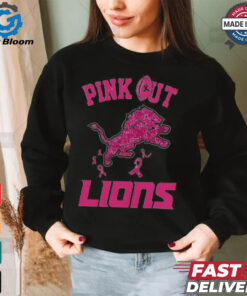 Pink out Breast Cancer Detroit Lions diamond heart shirt