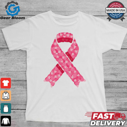 Pink ribbon heart October Breast Cancer Awareness shirt