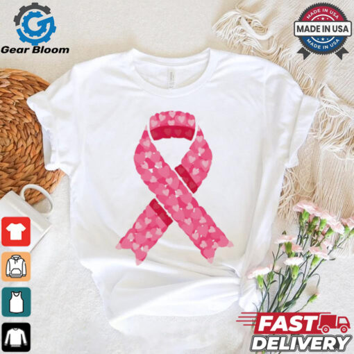 Pink ribbon heart October Breast Cancer Awareness shirt