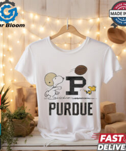 Purdue Boilermakers Peanuts Snoopy and Woodstock playing football shirt