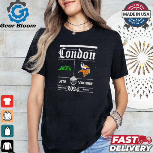 Official New york jets vs Minnesota vikings NFL international series london 2024 logo T shirt