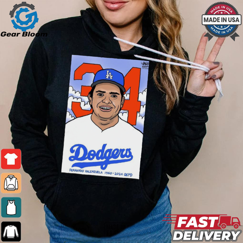 RIP Fernando Valenzuela LA Dodgers 1960 2024 QEPD Cartoon t shirt RIP Fernando Valenzuela LA Dodgers 1960 2024 QEPD Cartoon t shirt