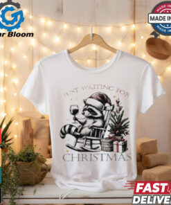 Raccoon drinking wine just waiting for Christmas shirt