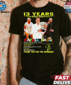 Rafael Nadal 13 years 2001 2024 thank you for the memories shirt